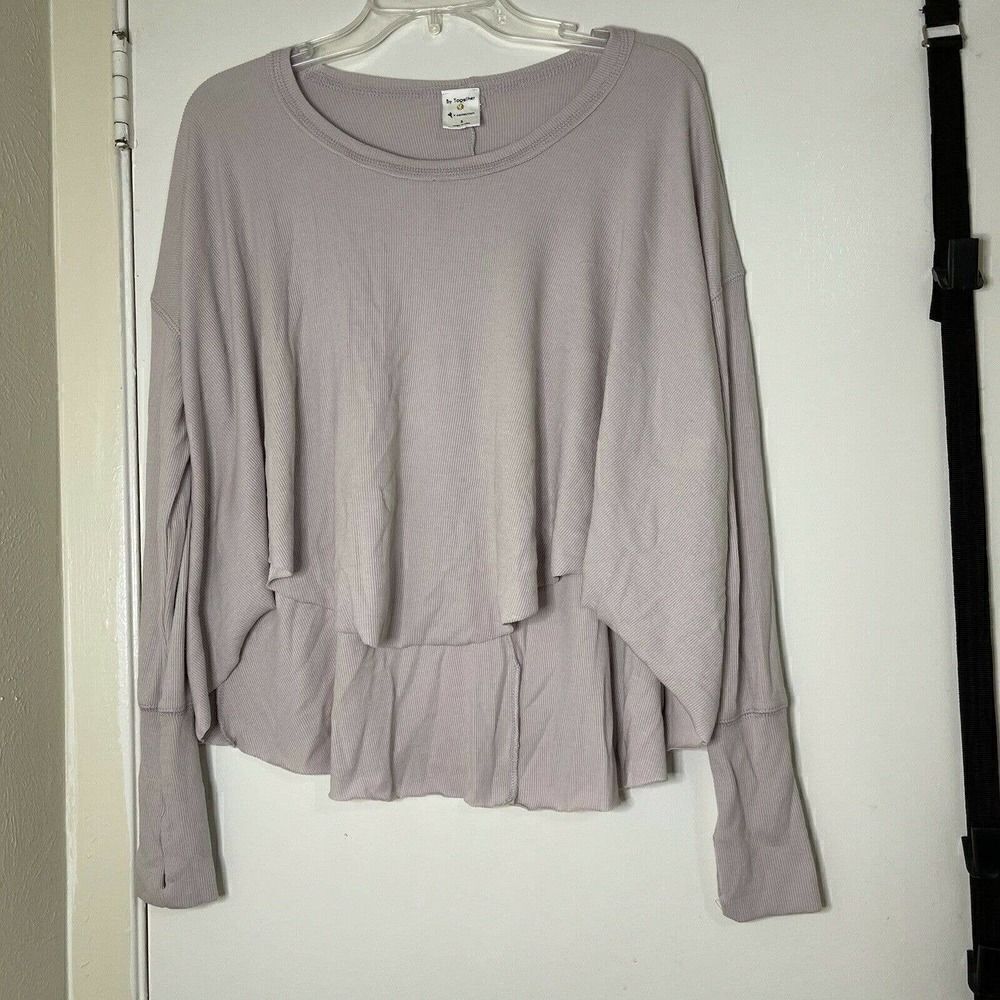 By Together long sleeve oversized ribbed shirt in dusty pink size small